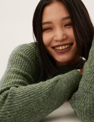 Ribbed Crew Neck Relaxed Jumper | Marks & Spencer (UK)