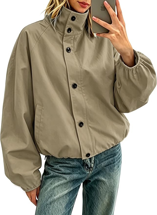 Megfie Womens Oversized Funnel Neck Bomber Puff Jacket Windproof Waterproof Lightweight Shacket S... | Amazon (US)