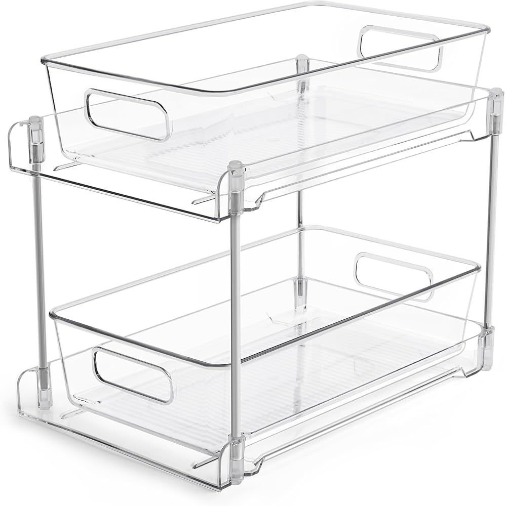 Vtopmart 2 Tier Bathroom Storage Organizer, 1 Pack Clear Under Sink Organizers Vanity Counter Sto... | Amazon (US)