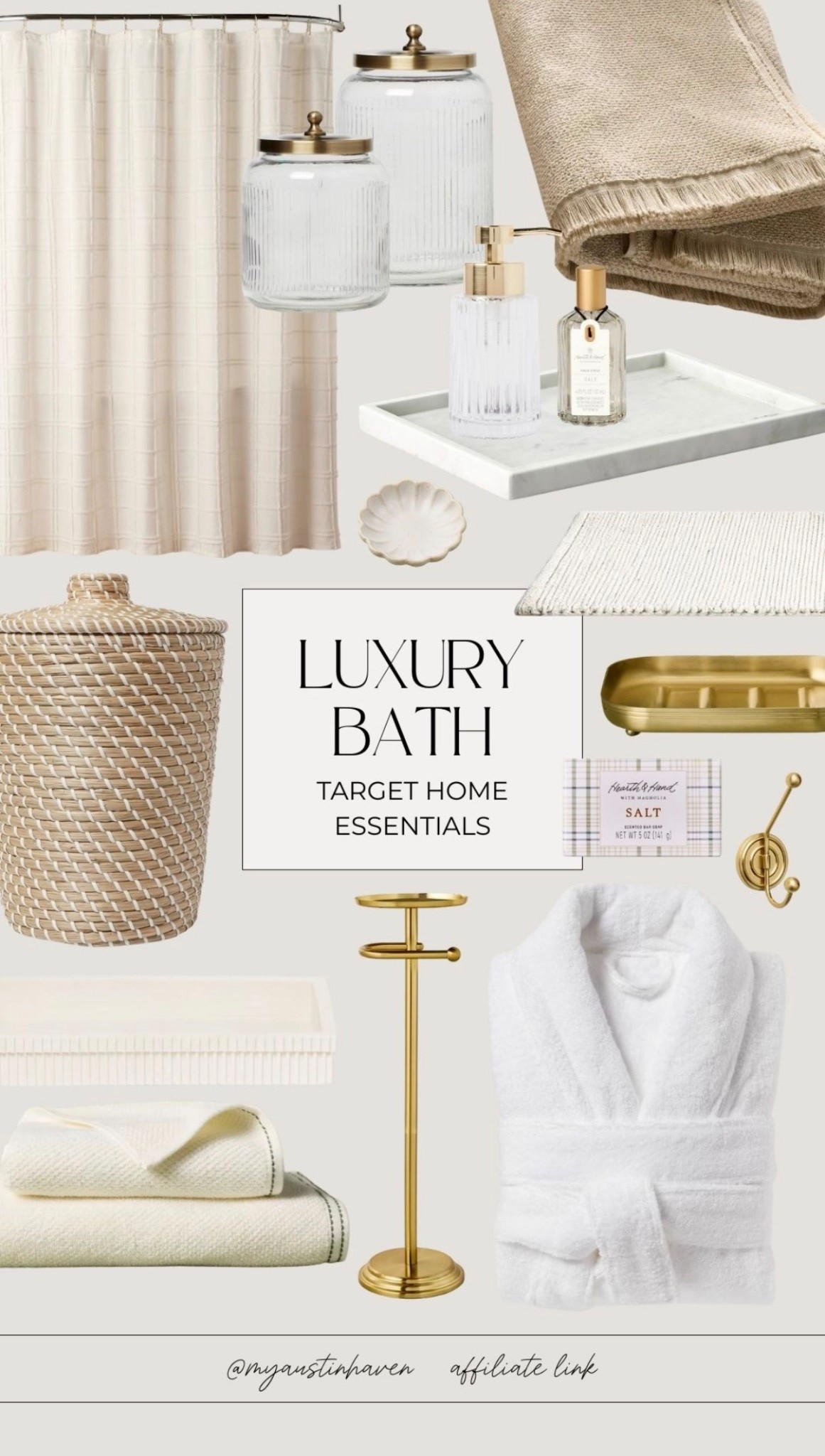 Luxury bath vibes on a budget with neutral Target home essentials 🤍

Target home finds, Target bathroom decor, luxury bathroom essentials, neutral bathroom decor, spa bathroom aesthetic, Target bath accessories, brass bathroom hardware, neutral shower curtain, bathroom storage ideas, elevated bathroom decor, modern bathroom accessories, neutral home essentials, cozy spa bathroom, affordable luxury bathroom, casaluna, Target home decor finds 

 #LTKFindsUnder50

#LTKHome #LTKmorningroutine #LTKmomlife