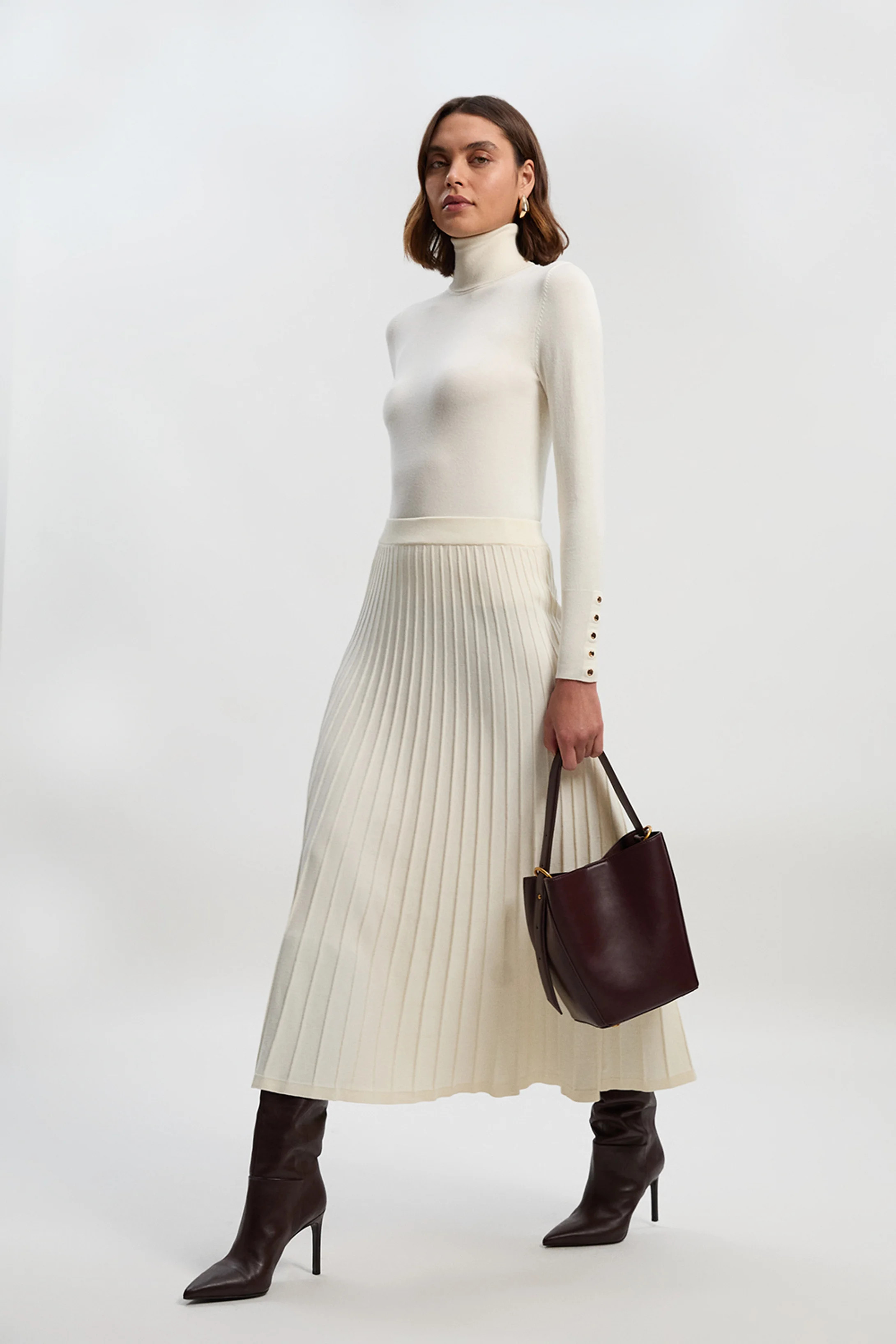 Viscose Blend Roll Neck Knit Jumper | Karen Millen UK + IE + DE + NL