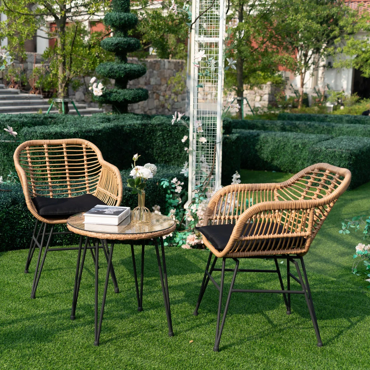 Virgie 2 - Person Patio Conversation Set with Cushions | Wayfair North America