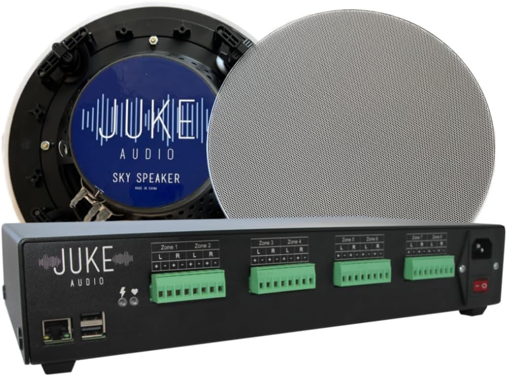 JUKE AUDIO Speaker & Amp Bundle - 6 Zone (12 Channel) Amplifier with 12 Ceiling Speakers - Multi-Room Audio Package - Airplay 2, Spotify Connect, Bluetooth (6 Zone) | Amazon (US)
