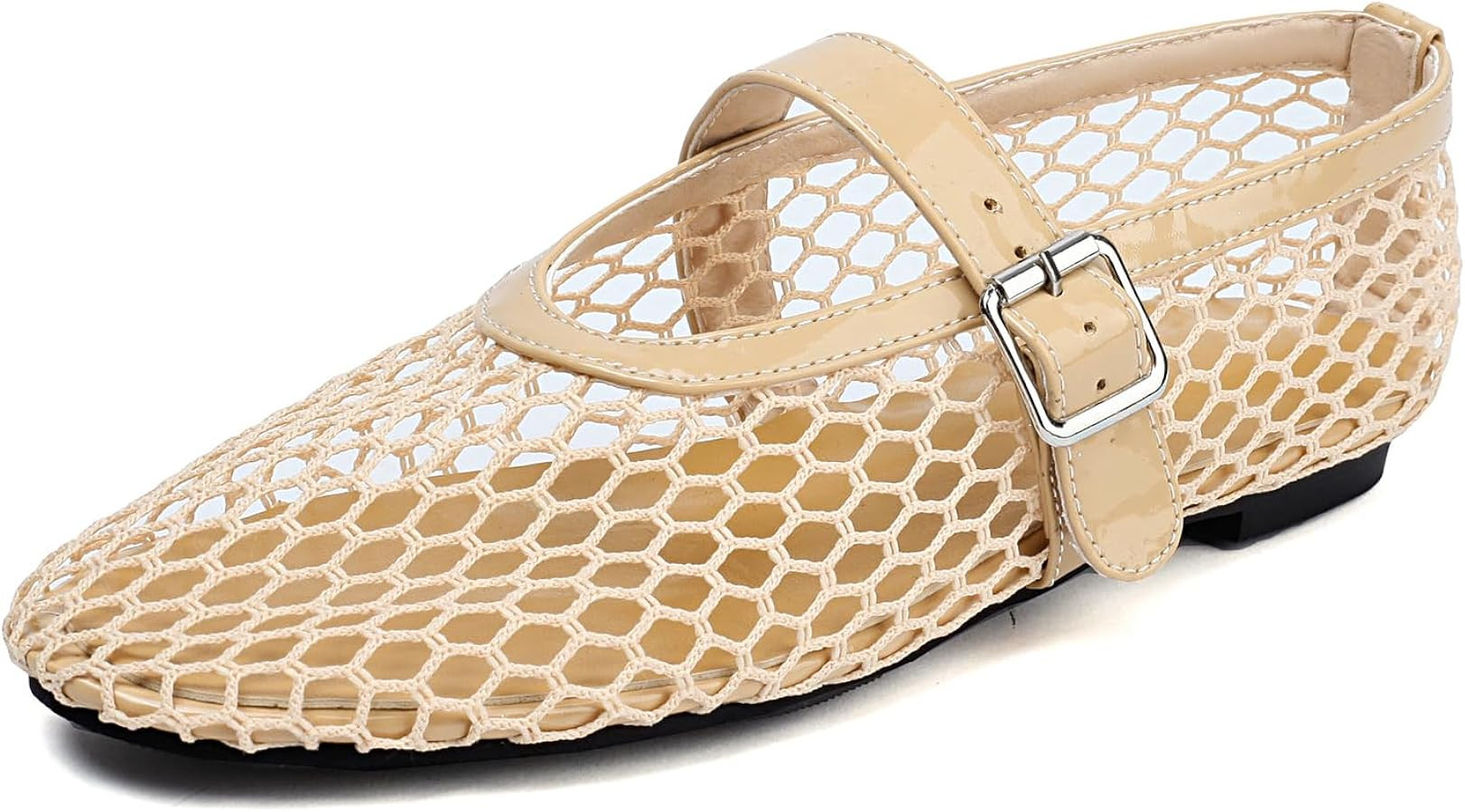Women Mesh Ballet Flats Shoes,Cute Round Toe Fishnet Buckle Strap Mary Jane Shoes,Fashion Comfy C... | Amazon (UK)