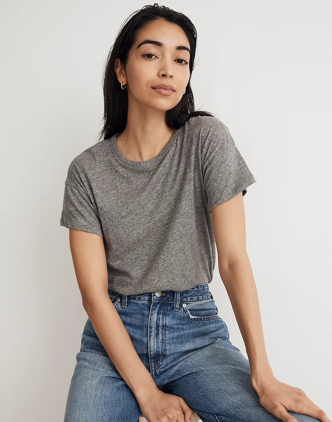 Whisper Cotton Rib-Crewneck Tee | Madewell