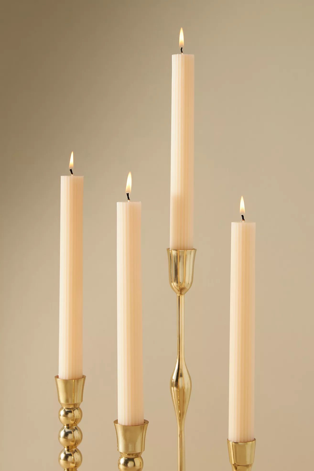Fluted Taper Candles, Set of 4 | Anthropologie (US)
