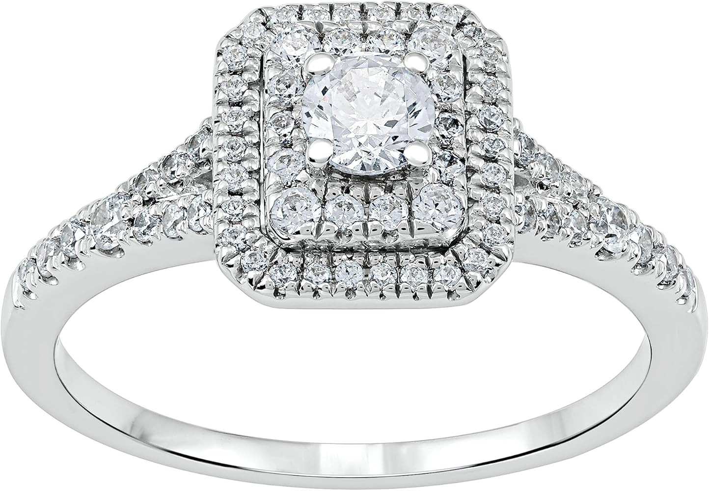 Lab Grown Diamond Engagement Ring 1/2 ct. T.W. - 1 ct T.W. SI1-SI2 color, F-G Clarity, Sterling S... | Amazon (US)