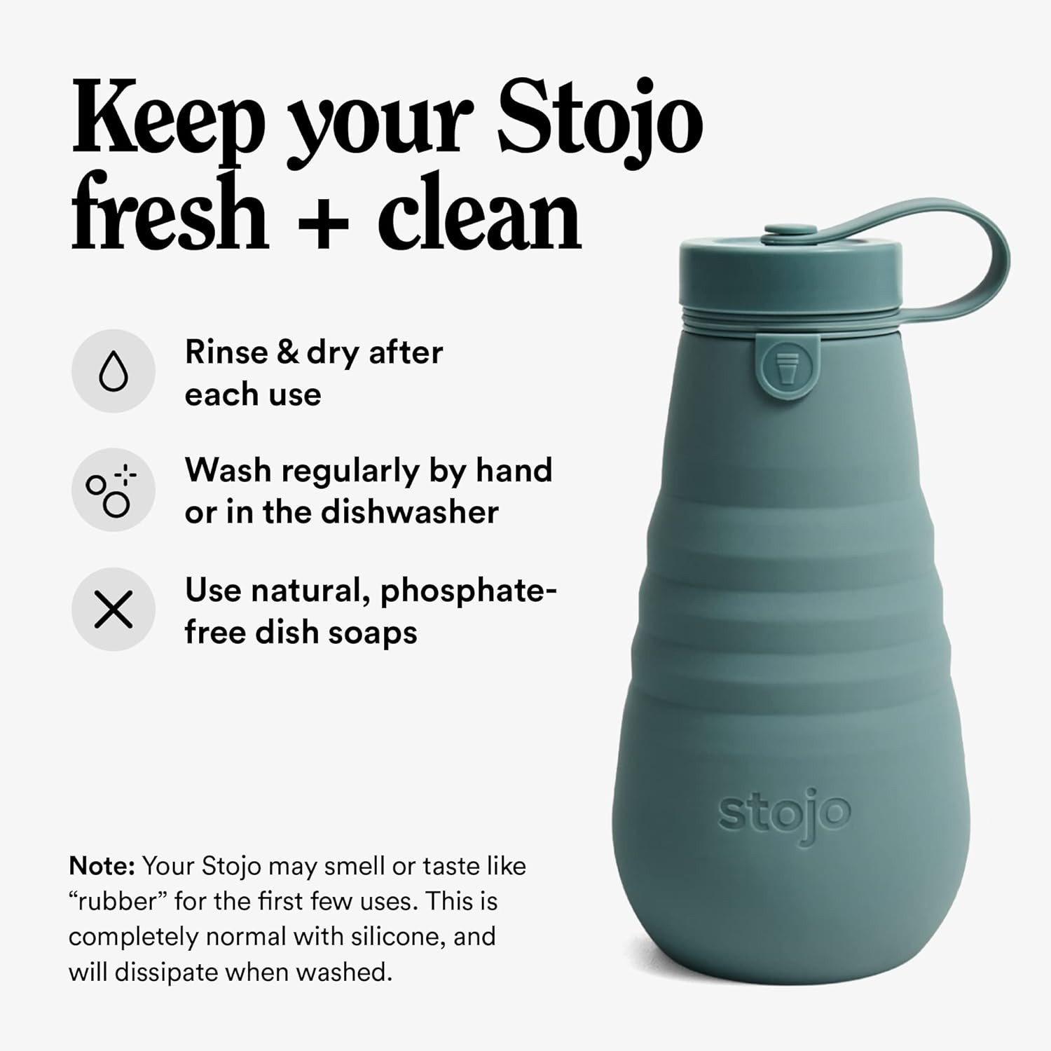 STOJO Collapsible Water Bottle – Eucalyptus Teal, 20oz / 592ml - Leak-Proof Reusable Silicone T... | Amazon (US)