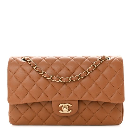Lambskin Quilted Medium Double Flap Brown | FASHIONPHILE (US)