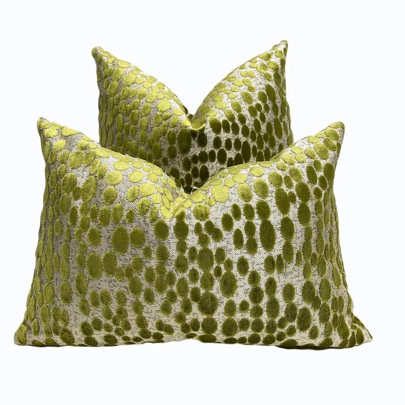 Peridot Velvet Throw Pillow Cover  Green Decorative Throw - Etsy | Etsy (US)