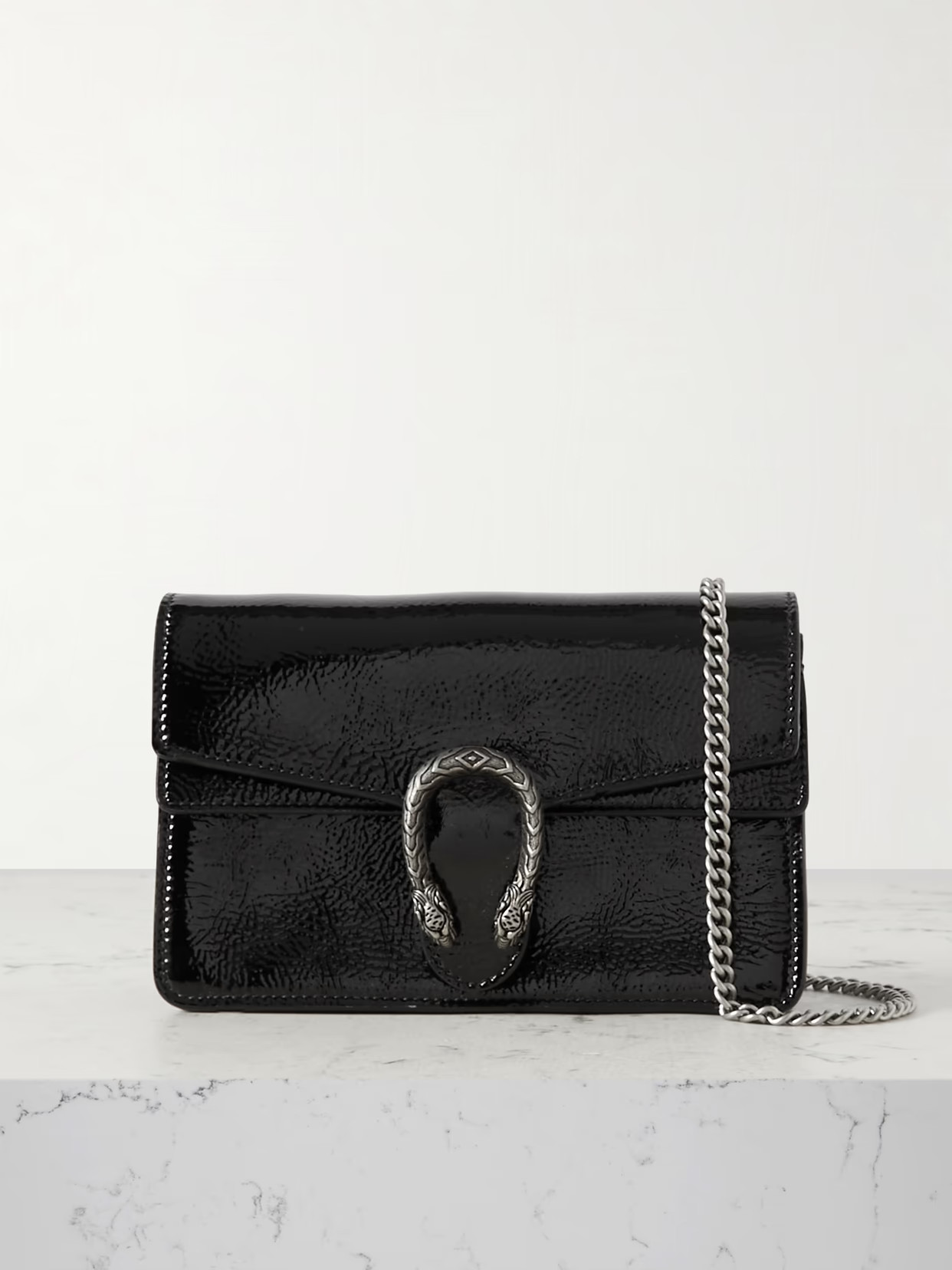 Gucci - Dionysus Mini Glossed Textured-leather Shoulder Bag - Black | NET-A-PORTER (UK & EU)