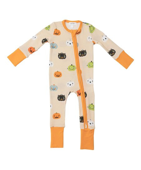 Orange & Black Pumpkins Two-Way Zip-Up Playsuit - Newborn | Zulily