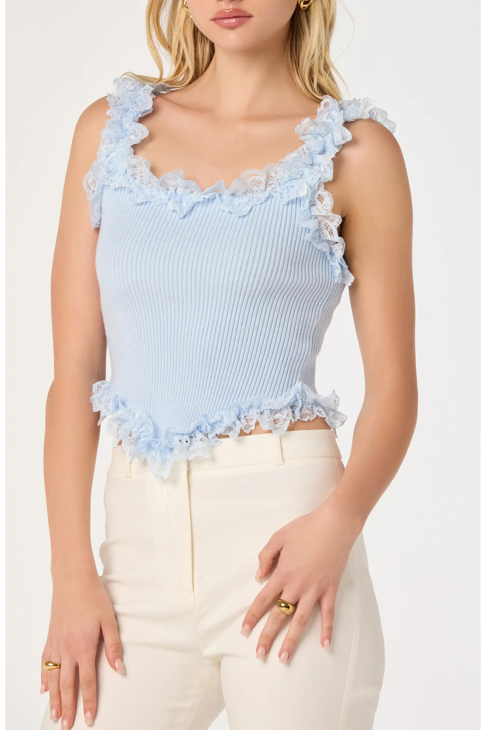 Amity Ruffle Lace Rib Tank (Women) | Nordstrom | Nordstrom