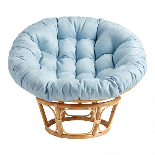 Dusty Blue Microsuede Papasan Chair Cushion | World Market