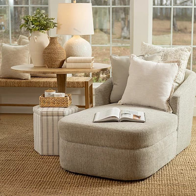 Kelly Beige Upholstered Chaise Lounge, Tan, 61.5L x 34W 33H | Kirkland's Home | Kirklands