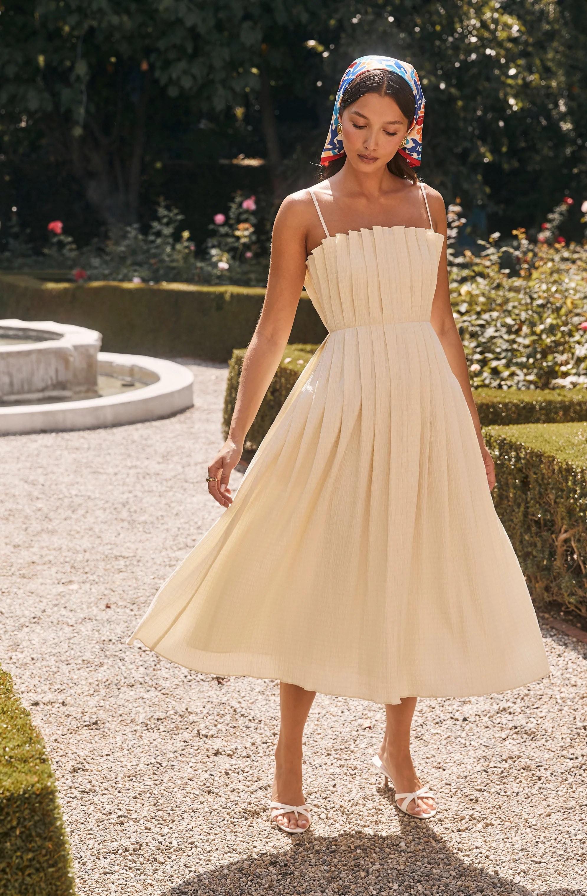 Sunny Pleated Midi Dress - Soft yellow / S | ASTR The Label (US)