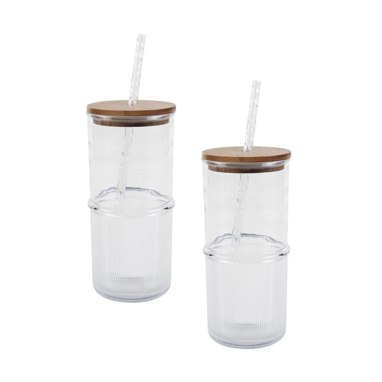 Better Homes & Gardens 2-Piece Clear Ribbed Tritan Sipper Set | Walmart (US)