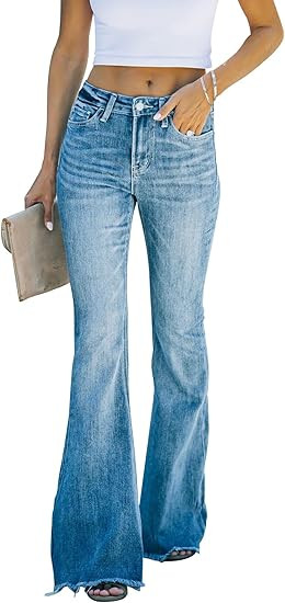 KUNMI Women's Flare Bell Bottom Jeans High Waisted Wide Leg Bootcut Jeans Stretchy Denim Pants | Amazon (US)