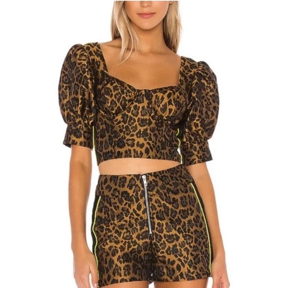 For Love & Lemons Leopard Jett Bustier Top Size Medium Leopard Print Crop Corset | Poshmark
