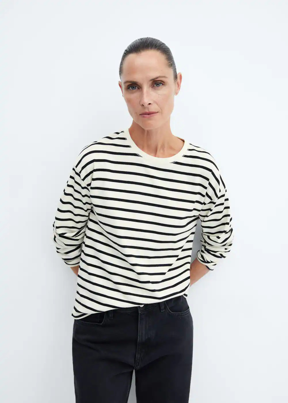 Round-neck striped sweater -  Women | Mango USA | MANGO (US)