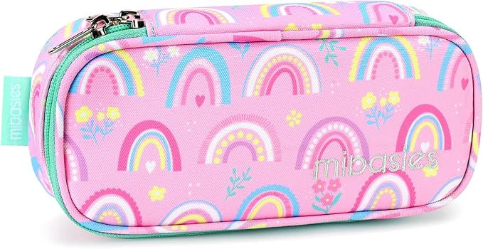 mibasies Kids Pencil Case for Girls and Boys Soft Rainbow Pen Box Pouch (Rainbow 1) | Amazon (US)