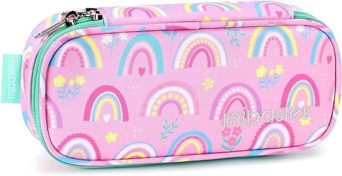 mibasies Kids Pencil Case for Girls and Boys Soft Rainbow Pen Box Pouch (Rainbow 1) | Amazon (US)
