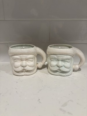 Vintage Santa Mugs Cups White Stained Crazed Lot Of 2 Farmhouse Cottage Core | eBay US