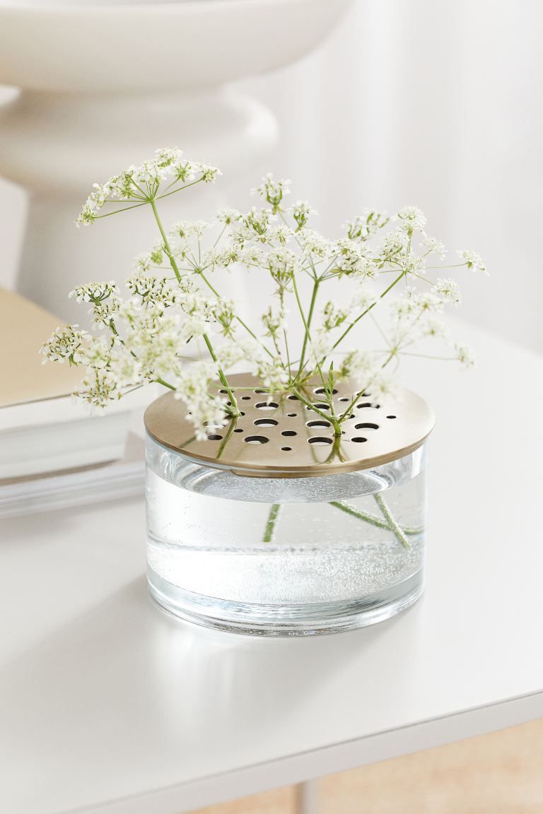 Glass ikebana vase - Gold-coloured/Clear glass - Home All | H&M GB | H&M (UK, MY, IN, SG, PH, TW, HK)