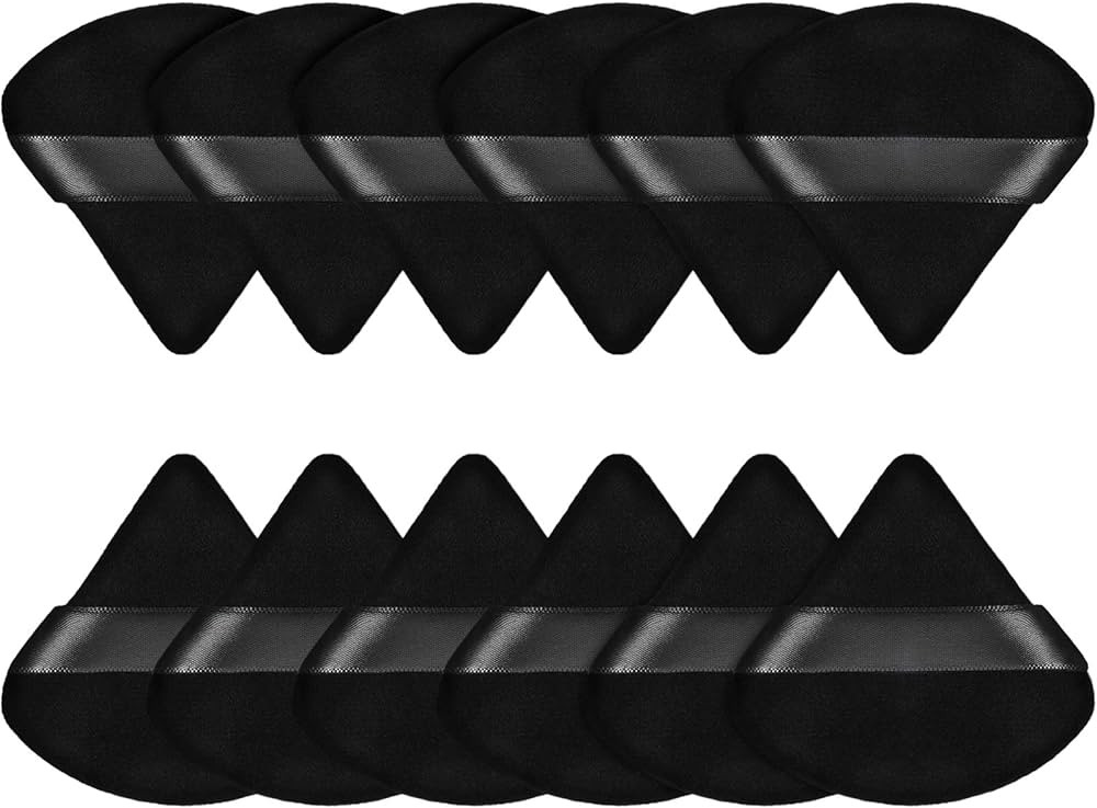 Maitys Fiber Triangular Makeup Puffs, 12 Pieces, Black, Soft Reusable Face Cosmetic Tools for Fou... | Amazon (US)