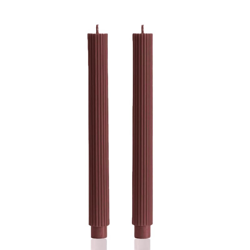 2 Pack | 10" Premium Unscented Ribbed Wick Taper Candles, Tall Ribbon Wax Dinner Unscented Modern... | Amazon (US)