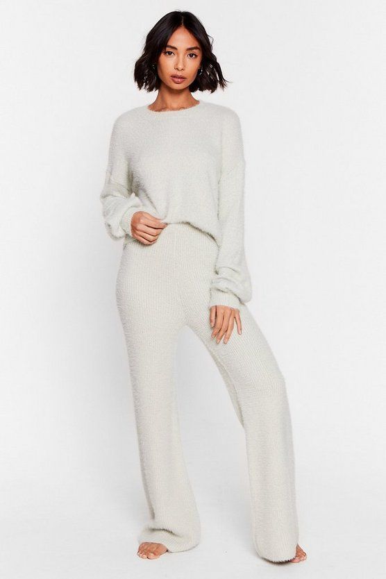 Luxe Good to Me Fluffy Knit Wide-Leg Lounge Set | NastyGal (US & CA)