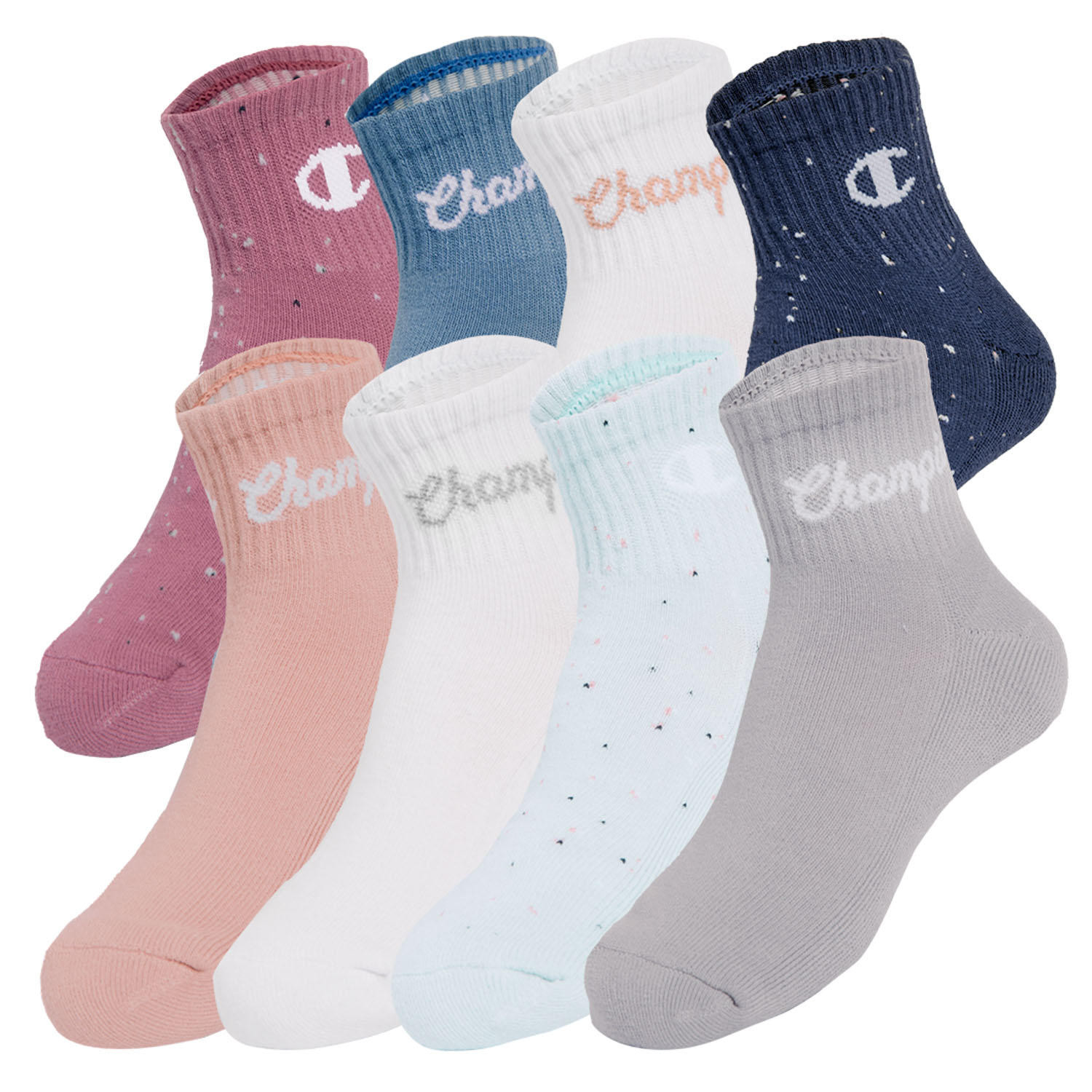 Champion Kids 8-Pack Quarter Sock - Pink Color Pack, M:- M, Pink Color Pack | Sam's Club