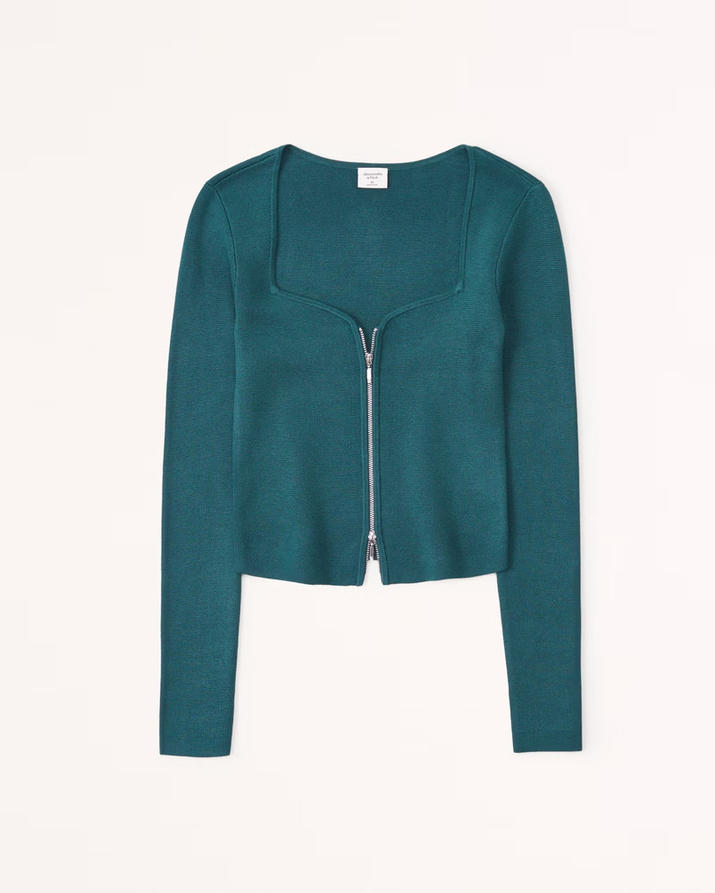 Zip-Up Notch-Neck Slim Top | Abercrombie & Fitch (US)