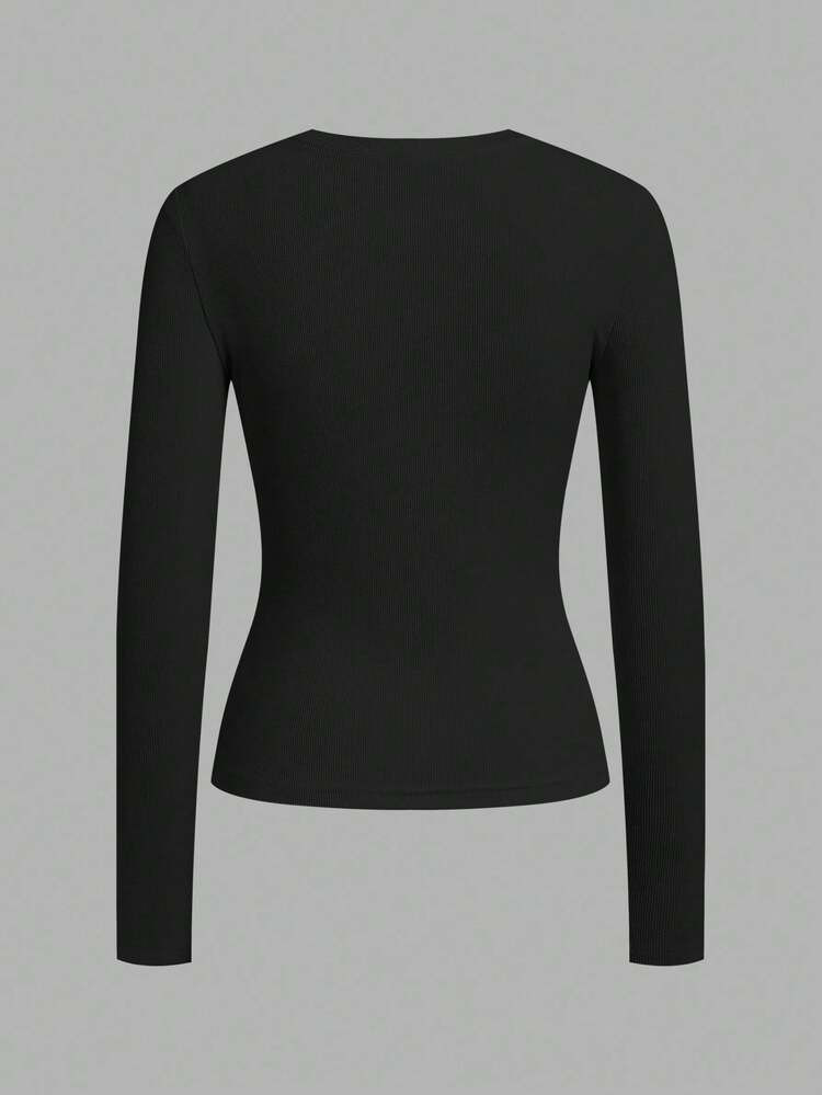 SHEIN EZwear 2pcs Casual Round Neck Slim Fit Long Sleeve T-Shirt Set, Versatile For Autumn/Winter | SHEIN