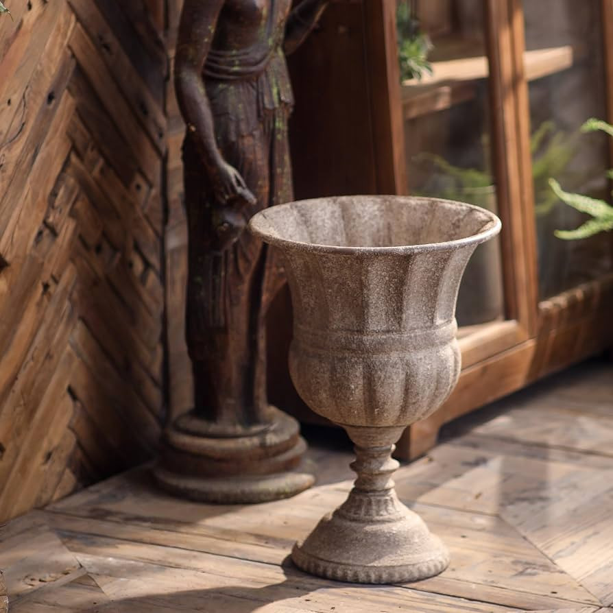 Vintage Urn Planter with Embossed Pattern, Imitation Stone Finish Flower Pot, Distressed Classic ... | Amazon (US)