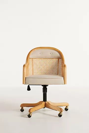 Ellison Rattan Swivel Desk Chair | Anthropologie (US)