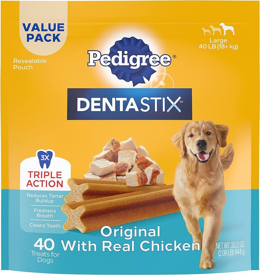 PEDIGREE DENTASTIX Large Dog Dental Treats Original Flavor Dental Bones, 2.08 lb. Value Pack (40 ... | Amazon (US)