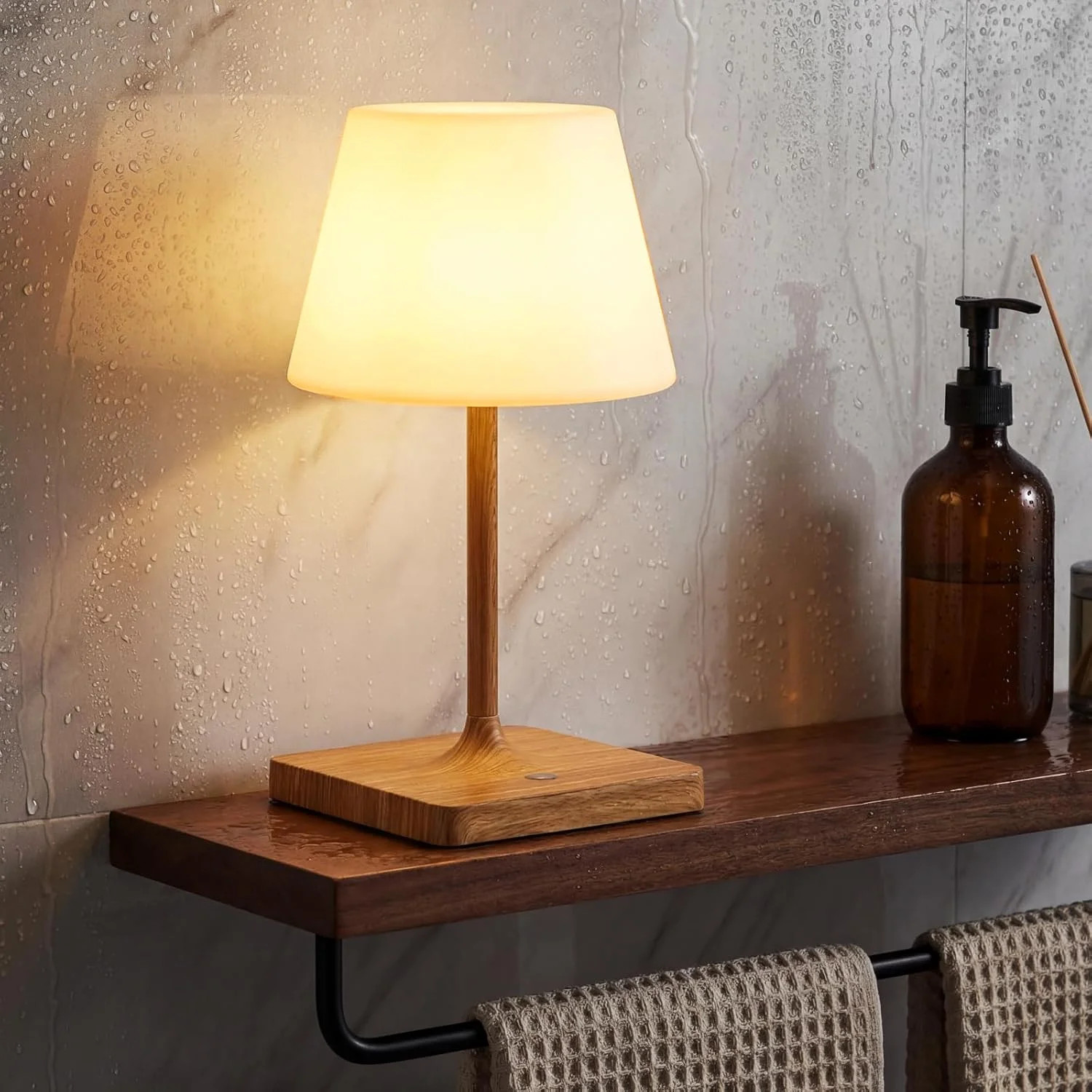 Shower Lamp Waterproof, 4000mAh Cordless Rechargeable for Bathroom | 10.8"H Waterproof Lamp, Small with 3 Color-temps & Dimmable, Table Bedroom - Walmart.com | Walmart (US)