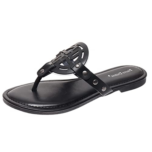 Pierre Dumas Women's Limit-20 Thong Flip Flop Sandal (Black Storm, 7) | Amazon (US)