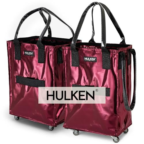 HULKEN M & S Reusable Grocery Bag On Wheels, Rolling Tote - Folds Flat - Unbreakable Handles | Amazon (US)