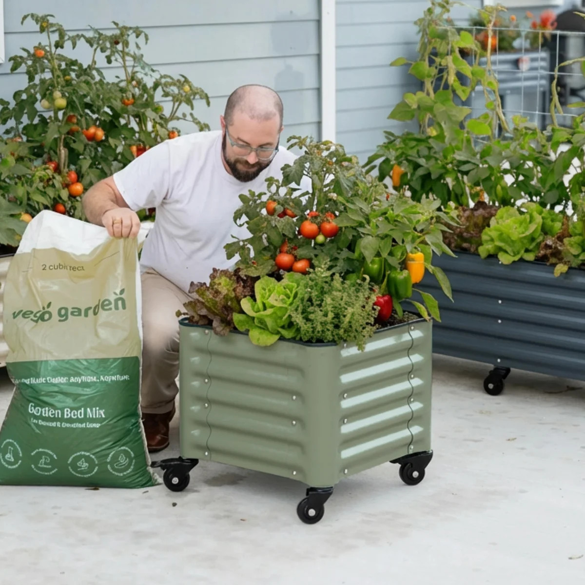 19" Tall 21" Wide Metal Outdoor Elevated Planter with Wheels | Wayfair North America
