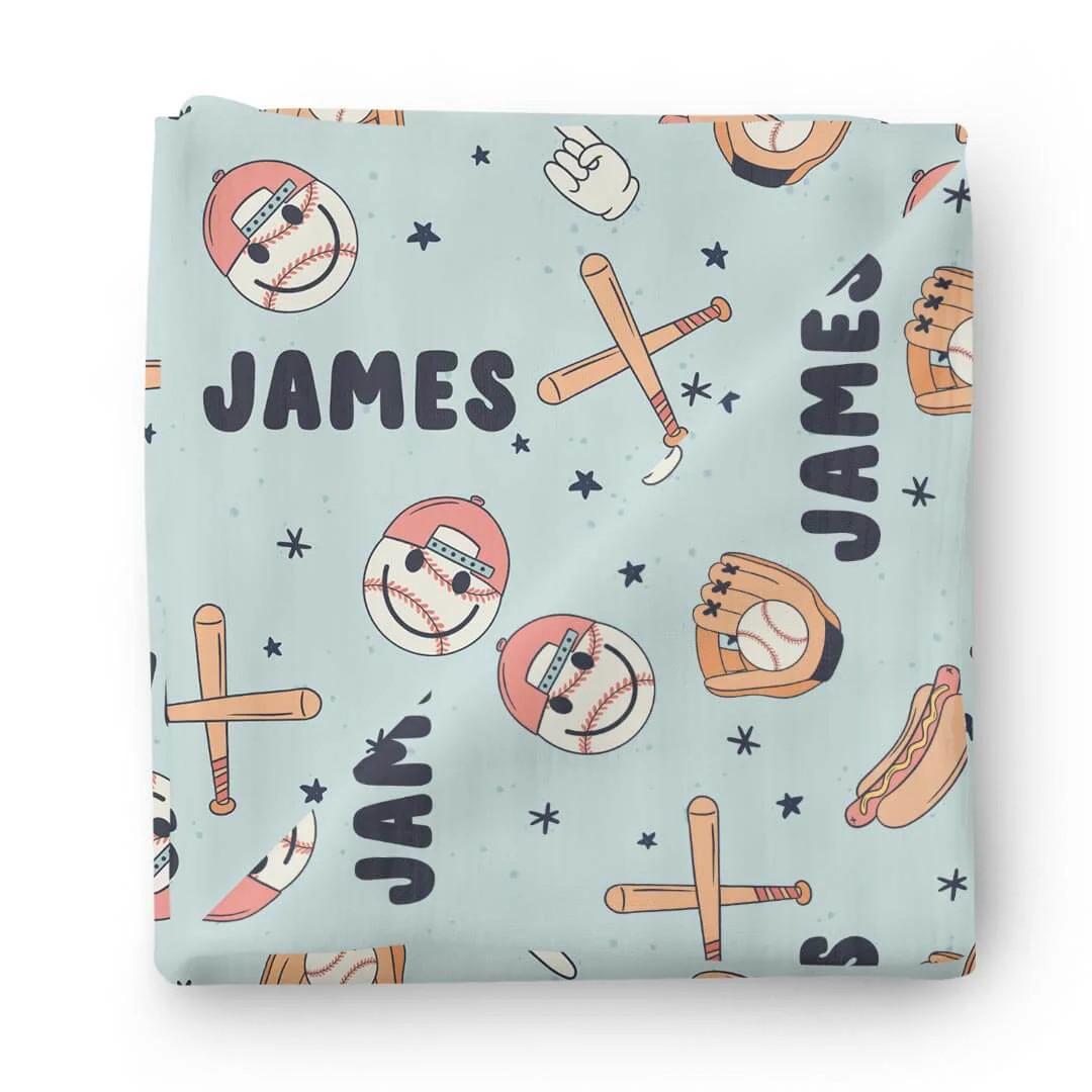Home Run Personalized Swaddle Blanket | Caden Lane
