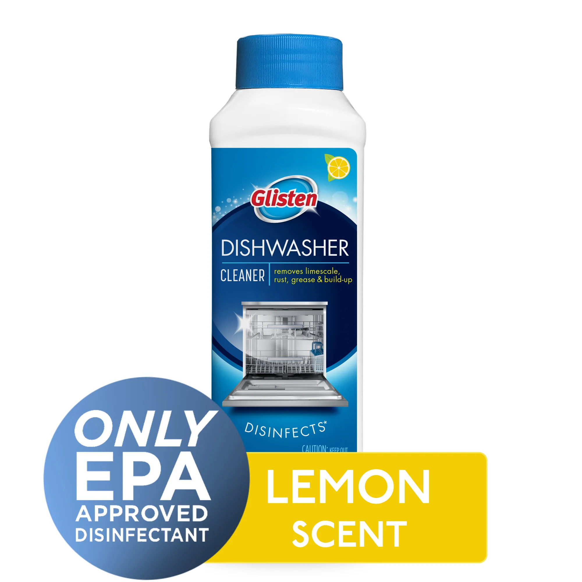 Glisten Dishwasher Cleaner & Disinfectant Liquid, Lemon Scent, 12oz., 1 Count | Walmart (US)