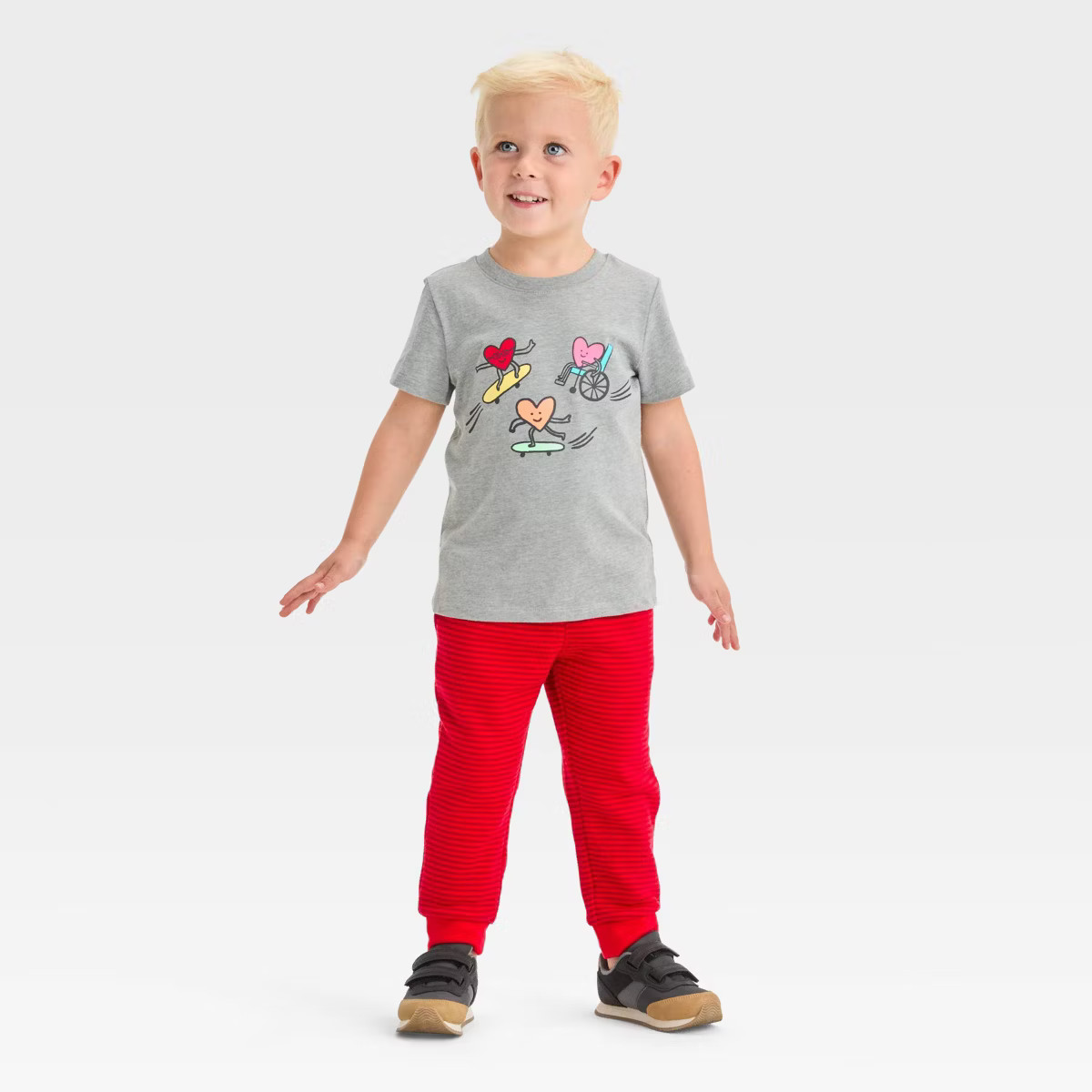 Toddler Boys' Short Sleeve Valentine's Day Hearts Printed Graphic T-Shirt and Fleece Jogger Pants... | Target