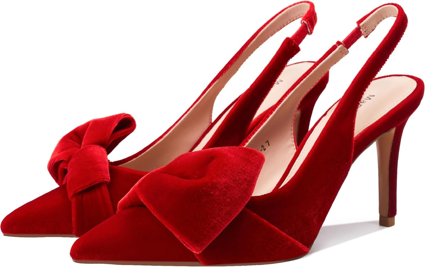 Women's Slingback Heels with Bow Pointed Toe Pumps with Elasticated Strap 3.3" High Heels for Eve... | Amazon (US)