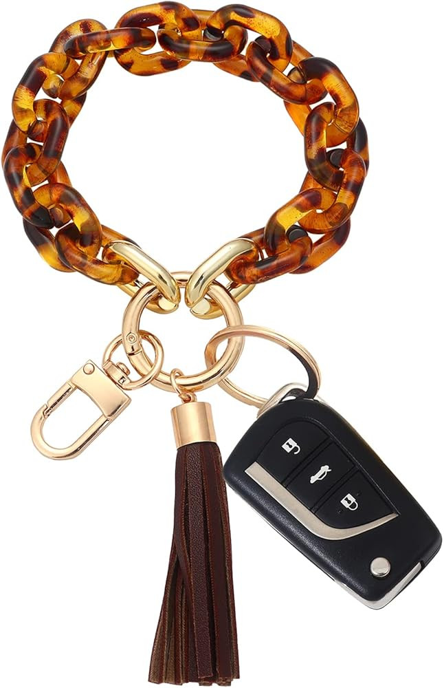 Chunky Chain Link Wristlet Keychain Acrylic Bangle Key Ring Bracelet Key Chain Cute Boho Modern C... | Amazon (CA)