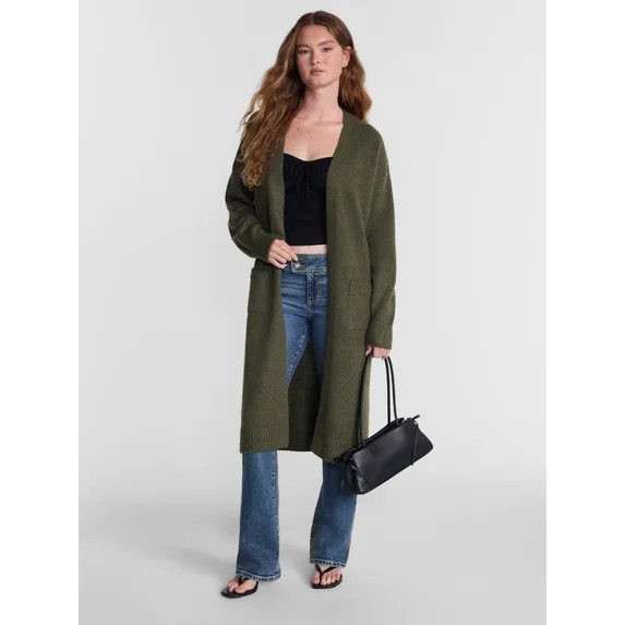 No Boundaries Open Front Duster Cardigan Sweater, Midweight, Women's XXS-XXL | Walmart (US)
