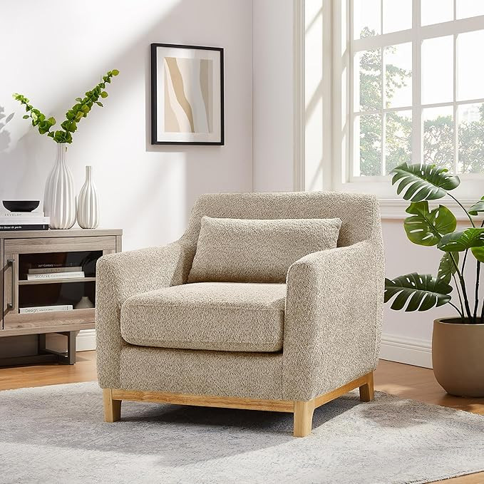 Amazon.com: VANOMi Extra Deep Accent Chair, Fabric Upholstered Comfy Reading Armchair for Living ... | Amazon (US)