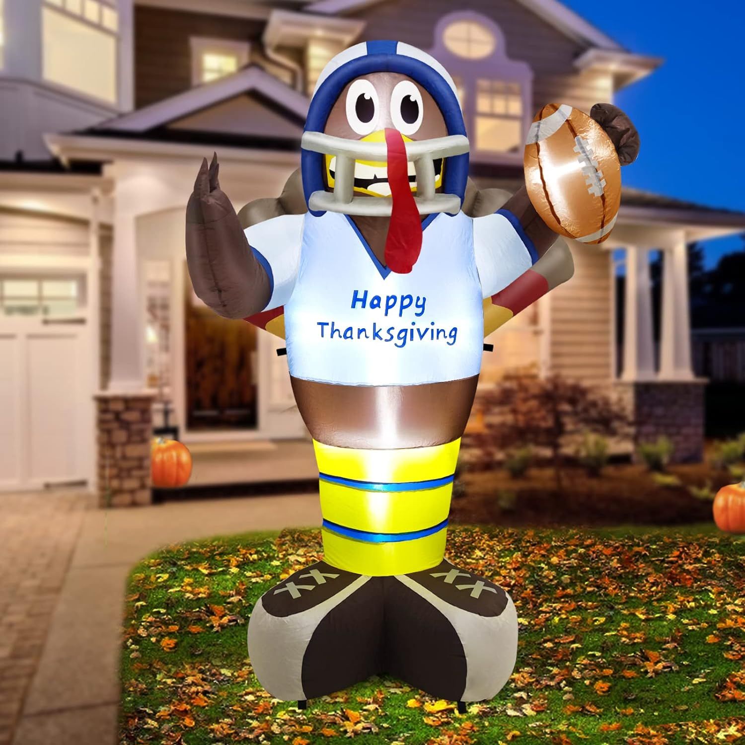 TURNMEON 6 Foot High Thanksgiving Inflatable American Football Turkey Decorations with LED Lights... | Amazon (US)