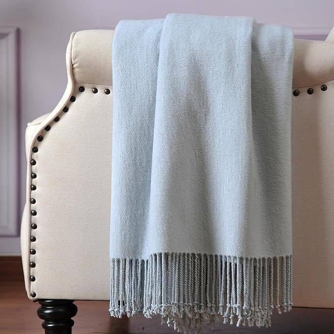 CUDDLE DREAMS Silk Throw Blanket with Fringe, Pure Mulberry Silk, Naturally Soft, Breathable (Ice... | Amazon (US)